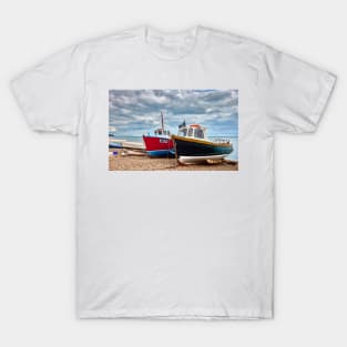 Colourful Fishing Boats on Beer Beach, Devon T-Shirt